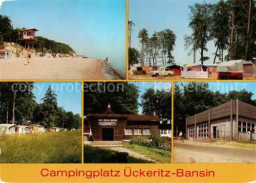 AK / Ansichtskarte Bansin_Ostseebad Campingplatz ueckeritz Fischerhuette Strand Bansin_Ostseebad