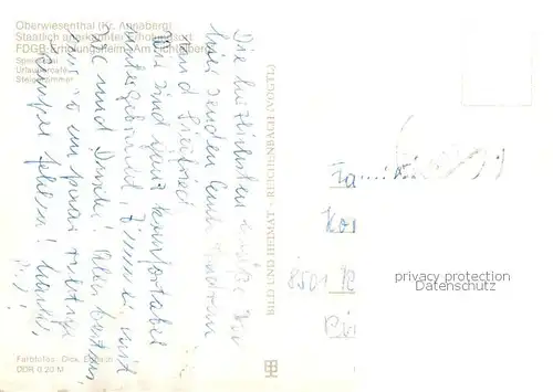 AK / Ansichtskarte Oberwiesenthal_Erzgebirge FDGB Erholungsheim Am Fichtelberg Speisesaal Urlaubercafe Steigerzimmer Oberwiesenthal Erzgebirge