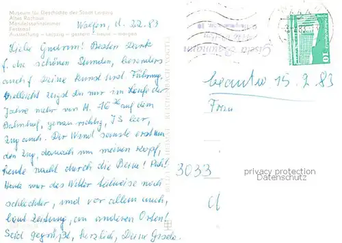 AK / Ansichtskarte Leipzig Museum fuer Geschichte der Stadt Leipzig Altes Rathaus Mendelsohnzimmer Festsaal Ausstellung Leipzig gestern heute morgen Leipzig