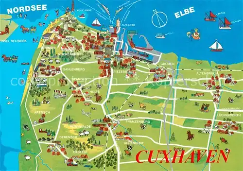 AK / Ansichtskarte Cuxhaven_Nordseebad Landkarte Cuxhaven_Nordseebad