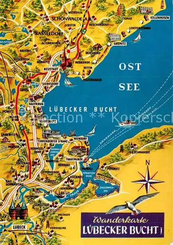 AK / Ansichtskarte Luebeck Wanderkarte Luebecker Bucht Ostseekueste Luebeck