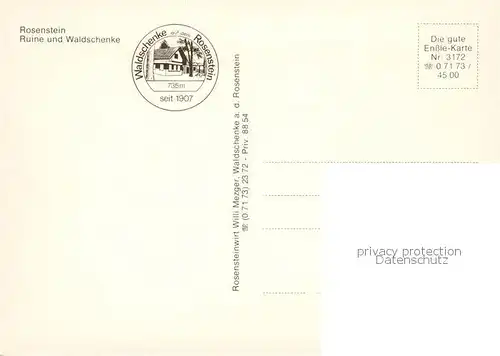 AK / Ansichtskarte Heubach_Wuerttemberg Ruine und Waldschenke auf dem Rosenstein Heubach Wuerttemberg