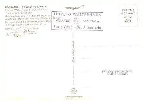 AK / Ansichtskarte Dobratsch_2166m_Kaernten_AT Villager Alpe Ludwig Walter Haus Sendeanlage Julische Alpen 