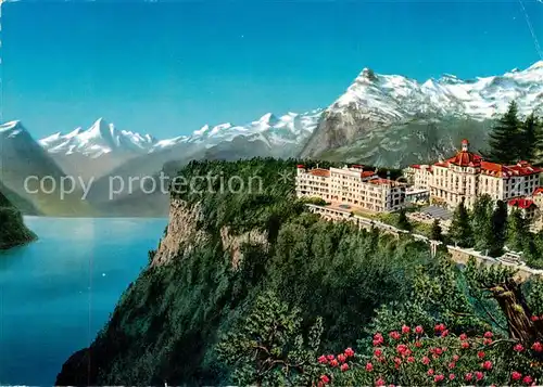 AK / Ansichtskarte Seelisberg_UR Grand Hotels Kulm und Sonnenberg Vierwaldstaettersee Alpenpanorama Kuenstlerkarte Seelisberg UR