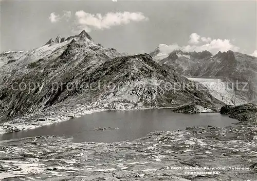 AK / Ansichtskarte Grimsel_Passhoehe Hotel Handeck mit Totensee und Rhonegletscher Grimsel Passhoehe