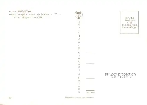 AK / Ansichtskarte Biala_Prudnicka_Zuelz_PL Rynek Gotycka baszta przybramna  
