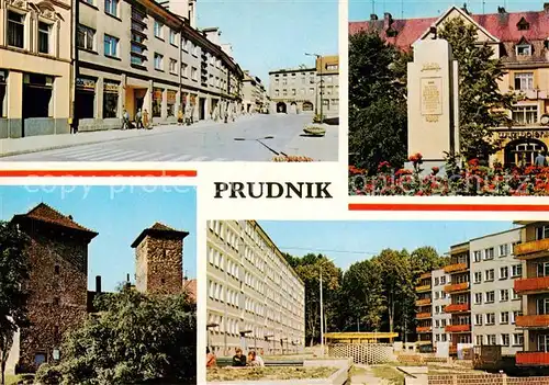 AK / Ansichtskarte Prudnik_Neustadt_OS_PL Rynek Pomnik Wdziecznosci Baszty murow miejskich Osiedle mieszkaniowe im Marcelego Nowotki 