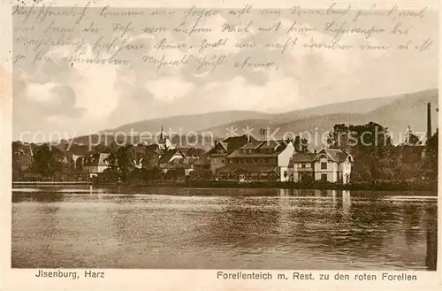 AK / Ansichtskarte Ilsenburg_Harz Forellenteich m. Restaurant zu den roten Forellen Ilsenburg Harz