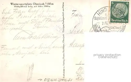 AK / Ansichtskarte Oberjoch Hochpasshaus Iserer m. Iserer Wintersportplatz Schnee Oberjoch