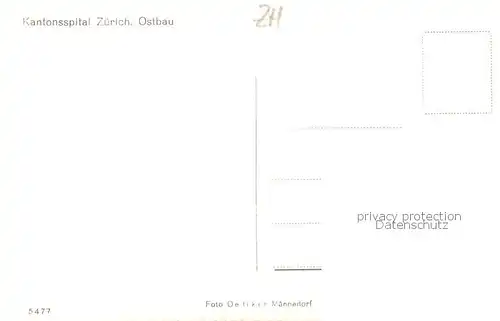 AK / Ansichtskarte Zuerich_ZH Kantonsspital Zuerich Ostbau Aussenansicht Zuerich_ZH