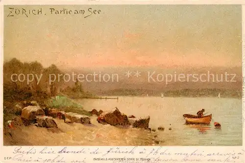 AK / Ansichtskarte Zuerich_ZH Partie am See Kuenstlerkarte Zuerich_ZH