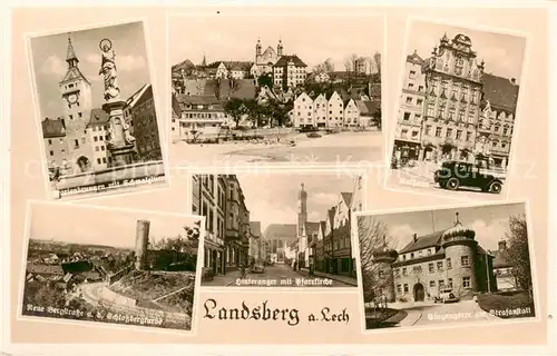 AK / Ansichtskarte Landsberg_Lech Rathaus   Marienbrunnen m. Schmalzturm   Eingangstor z. Grafanstalt Landsberg_Lech