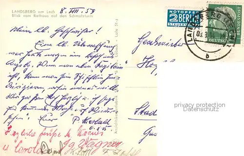 AK / Ansichtskarte Landsberg_Lech Blick v. Rathaus a.d. Schmalzturm Landsberg_Lech