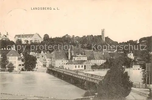 AK / Ansichtskarte Landsberg_Lech Teilansicht m. Bruecke Landsberg_Lech