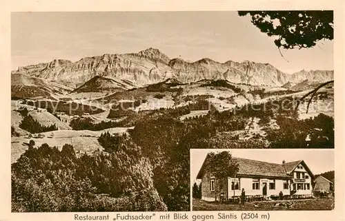 AK / Ansichtskarte Saentis_2504m_AR Restaurant Fuchsacker m. Saentis 