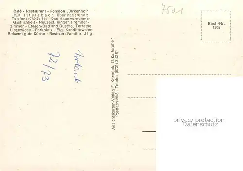 AK / Ansichtskarte Ittersbach Cafe Restaurant Birkenhof Innen  u. Aussenansicht Ittersbach