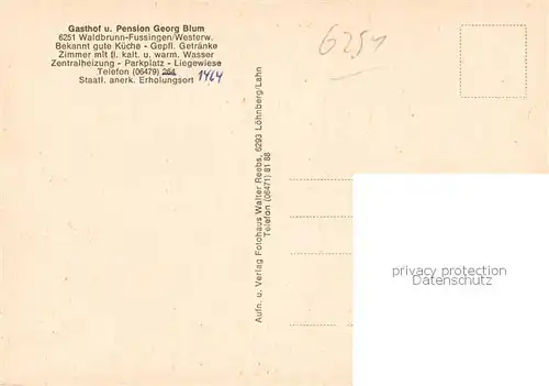 AK / Ansichtskarte Waldbrunn_Westerwald Gasthof Pension Georg Blum Aussenansicht Waldbrunn_Westerwald