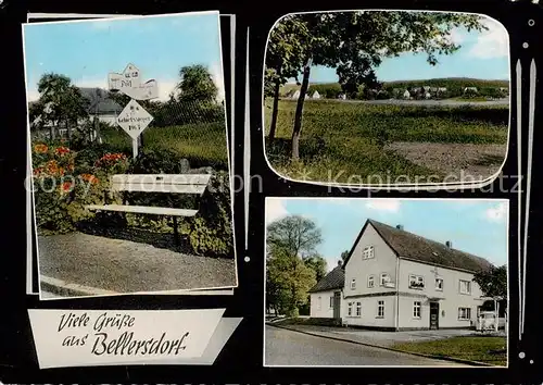 AK / Ansichtskarte Bellersdorf Teilansichten u. Gasthaus Pension zum gruenen Baum Aussenansicht Bellersdorf