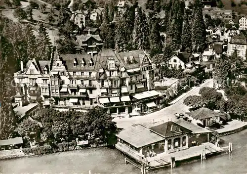 AK / Ansichtskarte Weggis_Vierwaldstaettersee Fliegeraufnahme Post Hotel Terminus Weggis_Vierwaldstaettersee