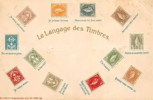 AK / Ansichtskarte Briefmarke_auf_Ak Langage des Timbres  Briefmarke_auf_Ak