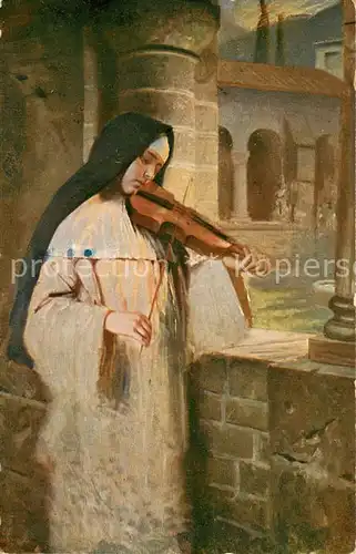 AK / Ansichtskarte Geige Nonne Spielt Geige 