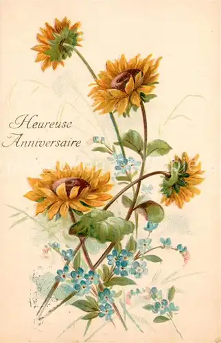 AK / Ansichtskarte Blumen Heureuse Anniversaire  