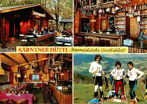 AK / Ansichtskarte Kaerntnerhuette_Hausbruch_Hamburg Terrasse Bar Gaststube Gras Skilaeufer 