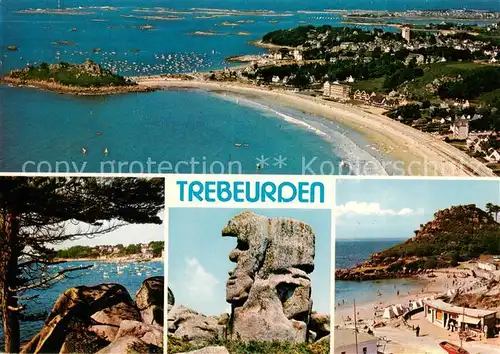 AK / Ansichtskarte Trebeurden Vue generale le port de Trouzoul le rocher du Pere Trebeurden et le Castel Trebeurden