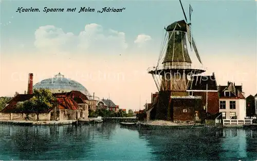 AK / Ansichtskarte Haarlem_NL Spaarne met Molen Adriaan 