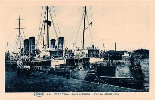 AK / Ansichtskarte Ostende_Oostende Gare Maritime Vue des Malles Poste 