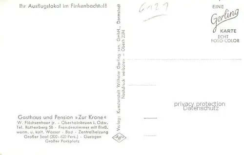 AK / Ansichtskarte Rothenberg_Odenwald Gasthaus Pension Zur Krone Finkenbachtal Rothenberg Odenwald