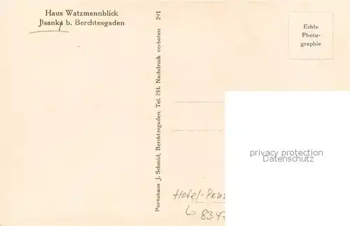 AK / Ansichtskarte Ilsank Haus Watzmannblick Aussenansicht Ilsank