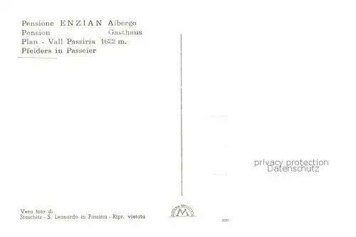 AK / Ansichtskarte Pfelders_Plan_Trentino Alto Adige_IT Pension Gasthaus Enzian Aussenansicht 