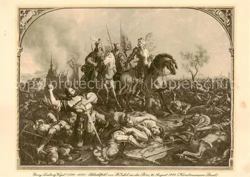 AK / Ansichtskarte Birsfelden_BL Georg Ludwir Vogel   Schlachtfeld St. Jacob a. d. Birs 1444   Kuenstlerkarte 