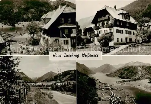 AK / Ansichtskarte Techendorf_Weissensee_Kaernten_AT Fliegeraufnahme u. Haus Tuschnig Aussenansichten 