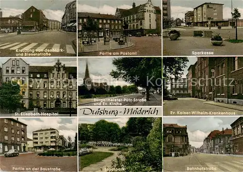 AK / Ansichtskarte Meiderich_Duisburg St. Elisabeth Hospital   Stadtpark   Bahnhofstrasse Meiderich Duisburg