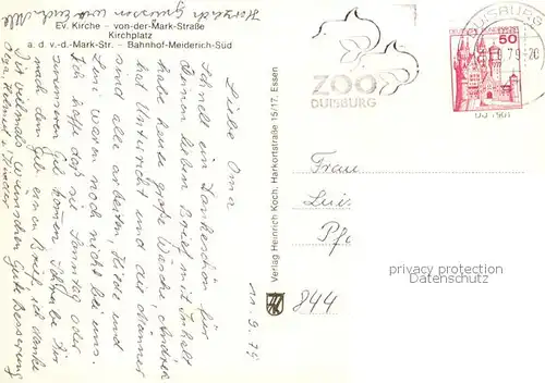 AK / Ansichtskarte Meiderich_Duisburg Ev. Kirche   Kirchplatz   Bahnhof Meiderich Sued Meiderich Duisburg