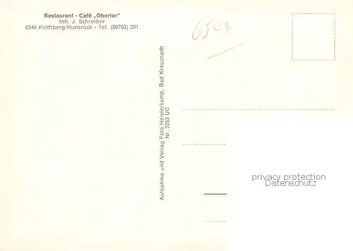 AK / Ansichtskarte Kirchberg_Hunsrueck Restaurant Cafe Obertor Kirchberg Hunsrueck