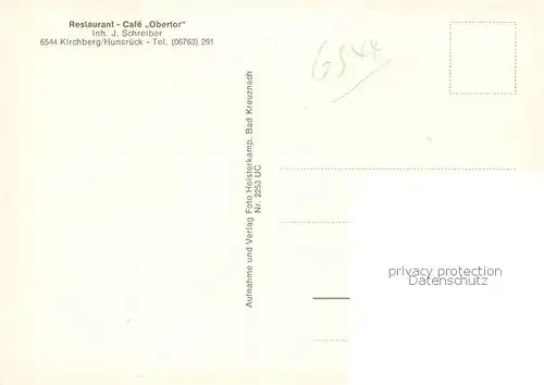 AK / Ansichtskarte Kirchberg_Hunsrueck Restaurant Cafe Obertor Kirchberg Hunsrueck