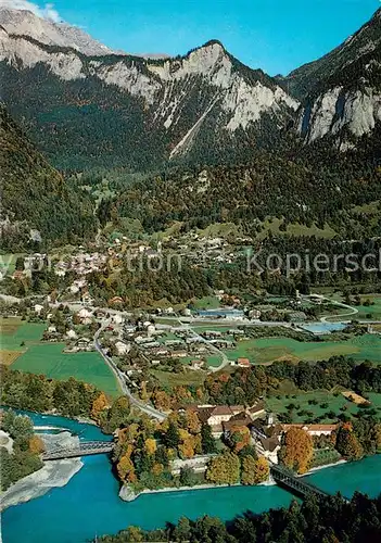 AK / Ansichtskarte Reichenau Tamins_GR mit Zusammenfluss des Vorder  und Hinterrheins gegen den Kunkelspass 