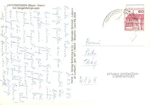 AK / Ansichtskarte Unterwoessen Panorama mit Geigelsteingruppe Unterwoessen