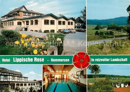 AK / Ansichtskarte Hummersen Hotel Restaurant Lippische Rose Hallenbad Landschaft Weserbergland Hummersen