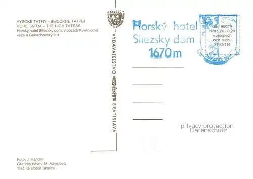 AK / Ansichtskarte Hohe_Tatra Horsky Hotel Sliezsky Dom Berghotel Hohe_Tatra