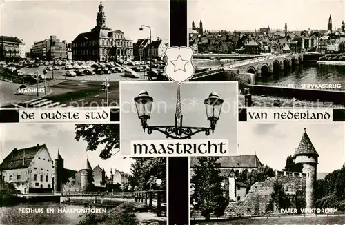 AK / Ansichtskarte Maastricht_NL Stadthuis St Servaasbrug Pesthuis en Maaspunttoren Pater Vinktoren 