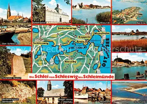 AK / Ansichtskarte Schleswig_Schlei Die Schlei von Schleswig bis Schleimuende Sehenswuerdigkeiten der Region Schleswig_Schlei