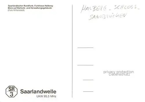 AK / Ansichtskarte Halberg_Schloss_Saarbruecken Saarlaendischer Rundfunk Hoerfunk  und Verwaltungsgebaeude Saarlandwelle Seerosenteich 