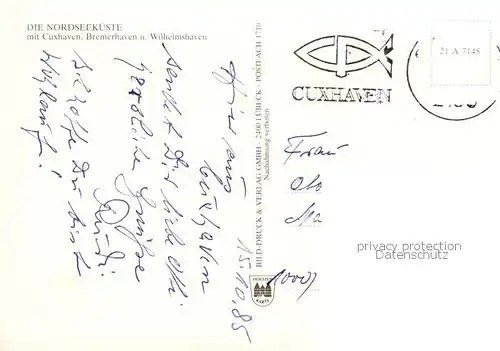 AK / Ansichtskarte Cuxhaven_Nordseebad Die Nordseekueste mit Cuxhaven Bremerhaven Wilhelmshaven Landkarte Cuxhaven_Nordseebad