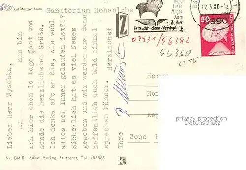 AK / Ansichtskarte Bad_Mergentheim Sanatorium Hohenlohe Bad_Mergentheim