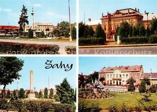 AK / Ansichtskarte Sahy_Gottwaldov_Zlin_CZ Sehenswuerdigkeiten der Stadt Kriegerdenkmal Gottwald Platz Hotel 