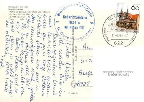AK / Ansichtskarte Berchtesgaden Berggasthof Cafe Scharitzkehlalm Hoher Goell Kehlstein Alpen Berchtesgaden